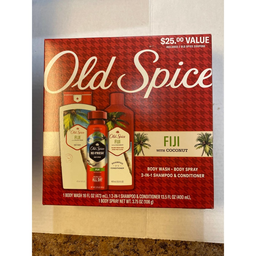 Old Spice Fiji Body Spray + Body Wash + 2 in 1 Shampoo & Conditioner Gift Pack